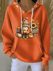 Women’s Vintage Thanksgiving Pumpkin Art Casual Hoodie Multicolour / S