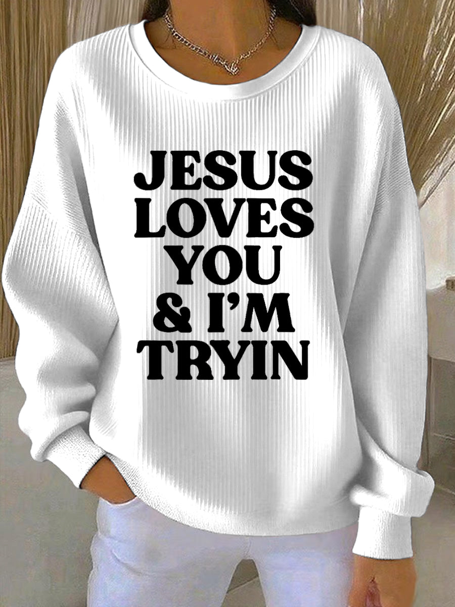 Women’s Thanksgiving Print Casual Sweatshirt White / S