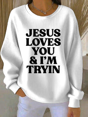 Women’s Thanksgiving Print Casual Sweatshirt White / S