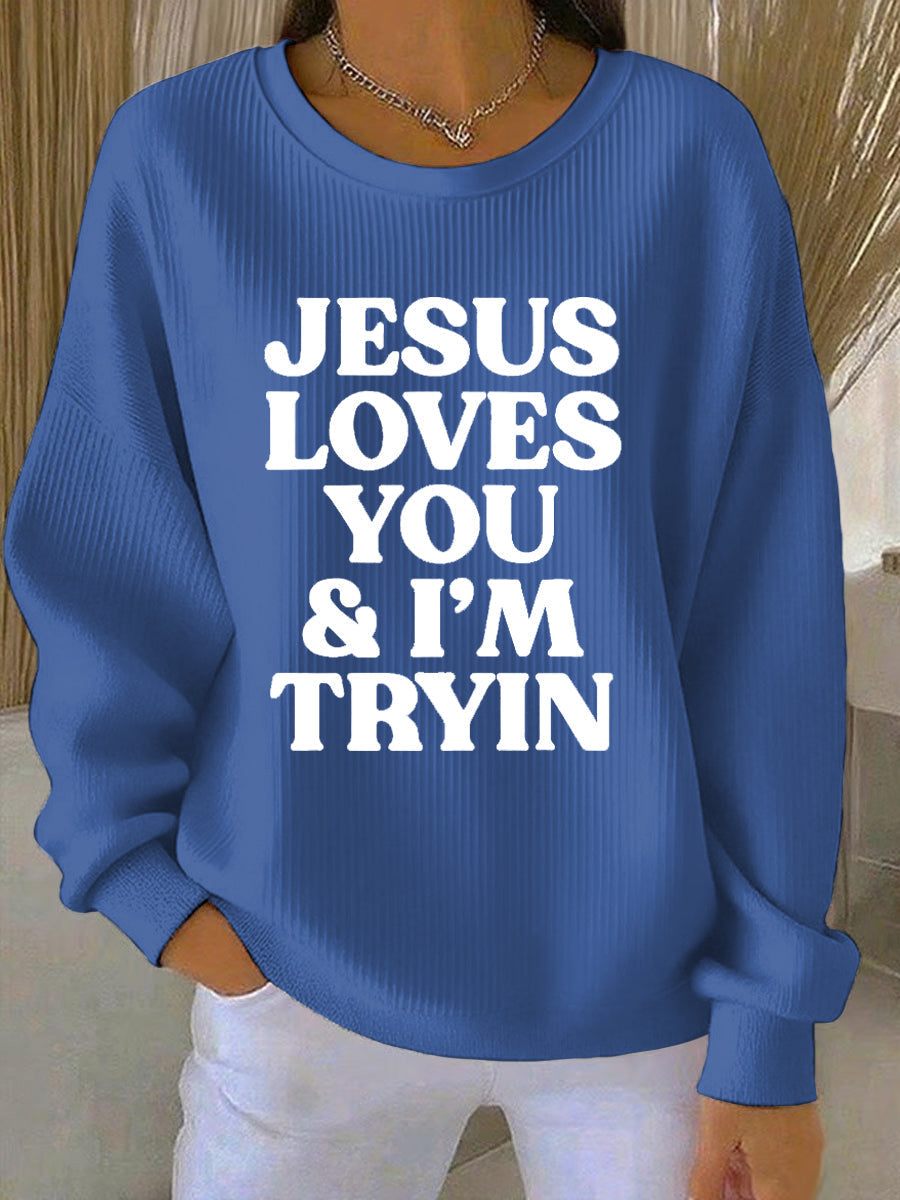 Women’s Thanksgiving Print Casual Sweatshirt Blue / S