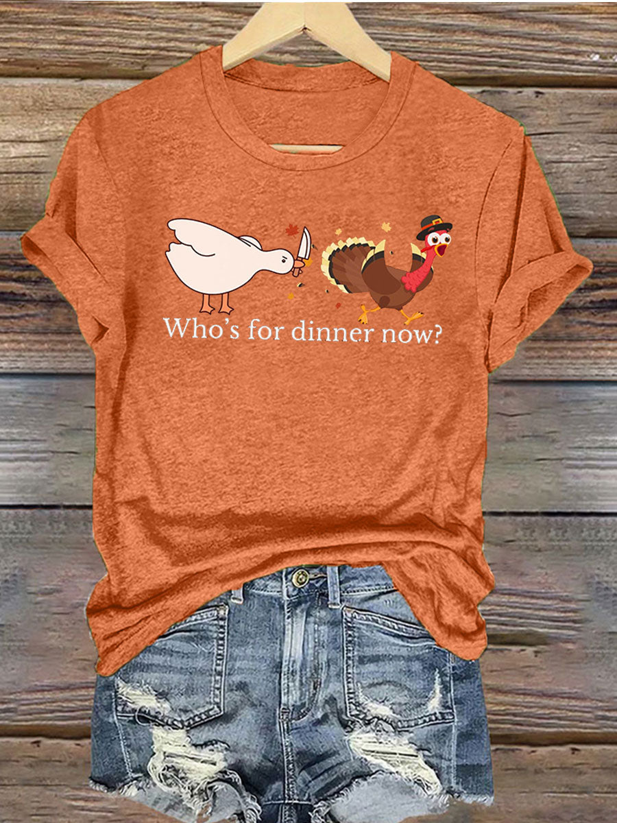 Women's Thanks giving day turkey Printed Iron On Short Sleeve T-Shirt