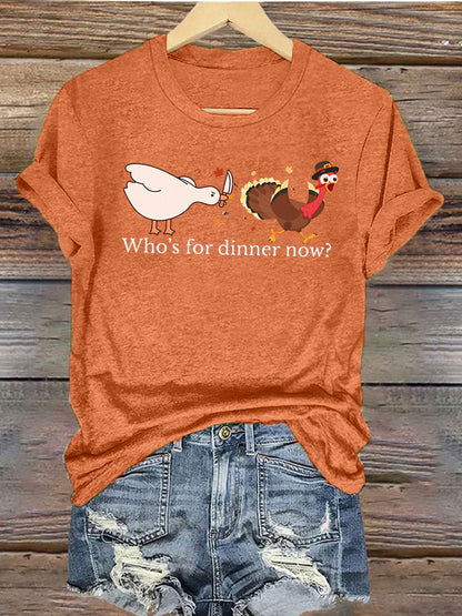 Women's Thanks giving day turkey Printed Iron On Short Sleeve T-Shirt