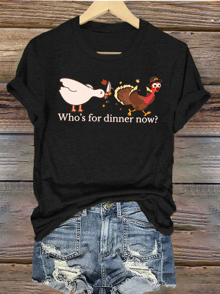 Women's Thanks giving day turkey Printed Iron On Short Sleeve T-Shirt