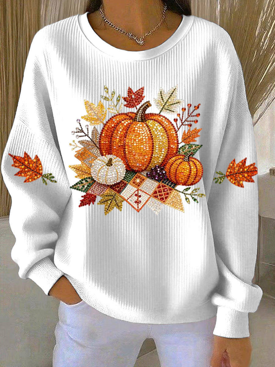 Women’s Thanksgiving Print Casual Sweatshirt White / S