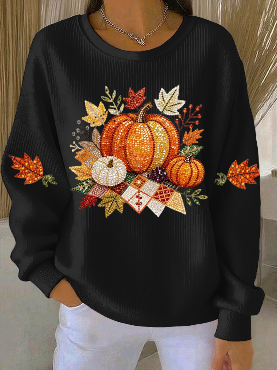 Women’s Thanksgiving Print Casual Sweatshirt Black / S