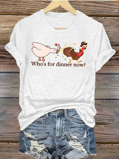 Women's Thanks giving day turkey Printed Iron On Short Sleeve T-Shirt