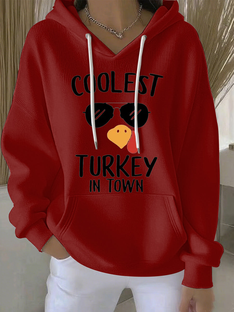 Women’s Thanksgiving Print Casual Hoodie Red / S