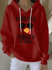Women’s Thanksgiving Print Casual Hoodie Red / S