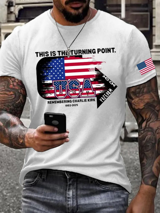 Men's Charlie Kirk Turning Point USA Trump Commemorative T-Shirt