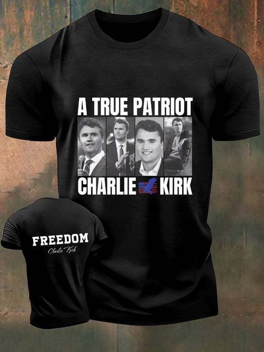 Men's Charlie Kirk Freedom Printed Vintage Fashion Loose Short Sleeve T-Shirt