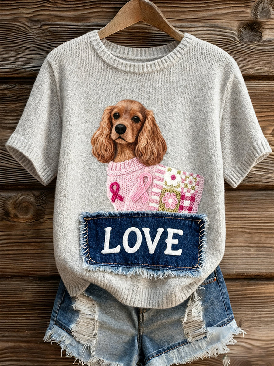 Women's Artistic Animal Print Comfortable Knit Short Sleeve Top