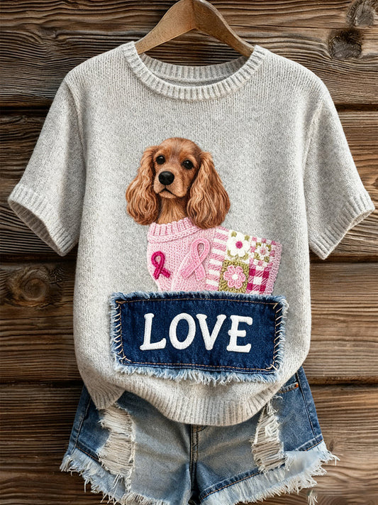Women's Artistic Animal Print Comfortable Knit Short Sleeve Top