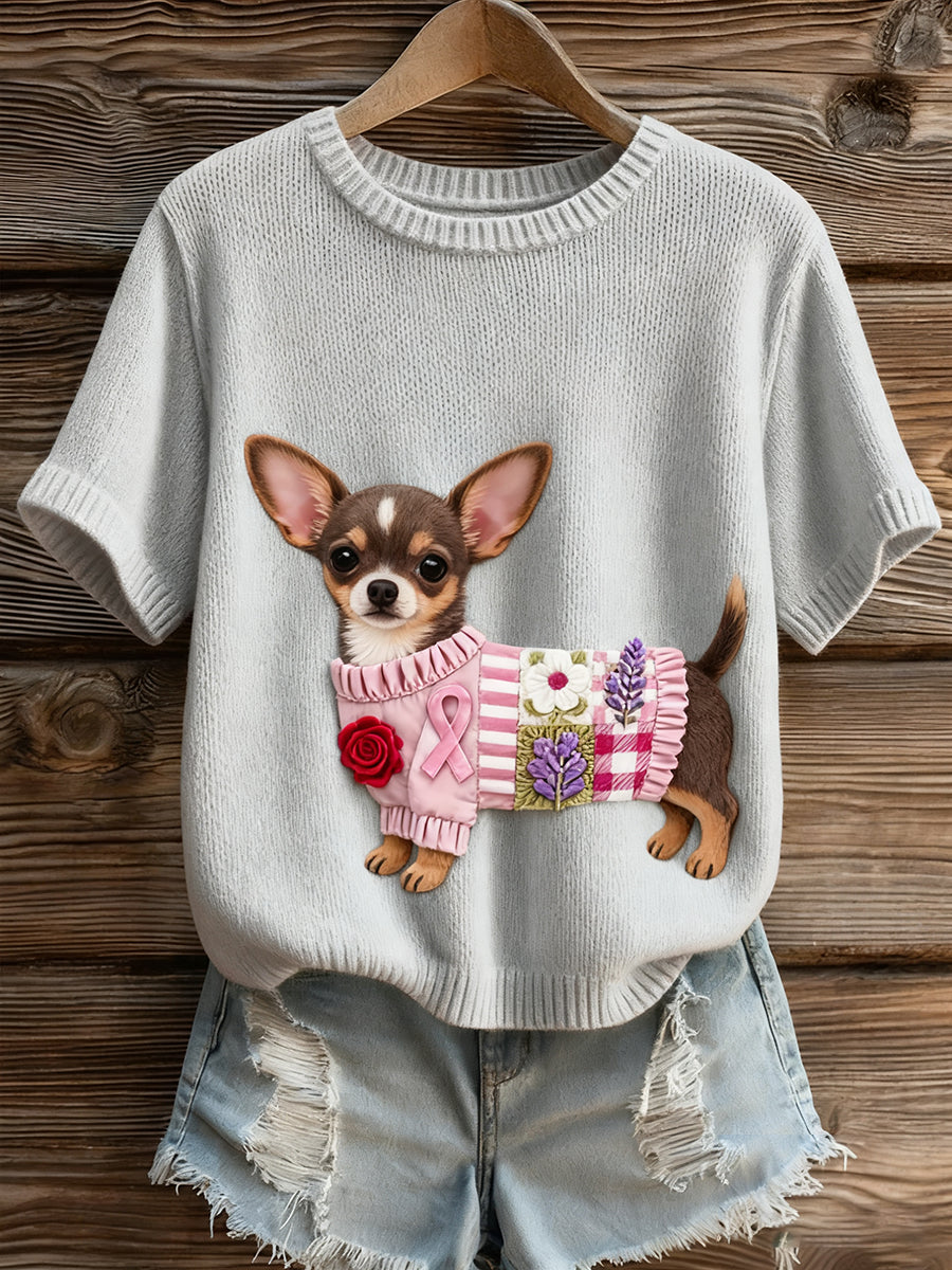 Women's Artistic Animal Print Comfortable Knit Short Sleeve Top