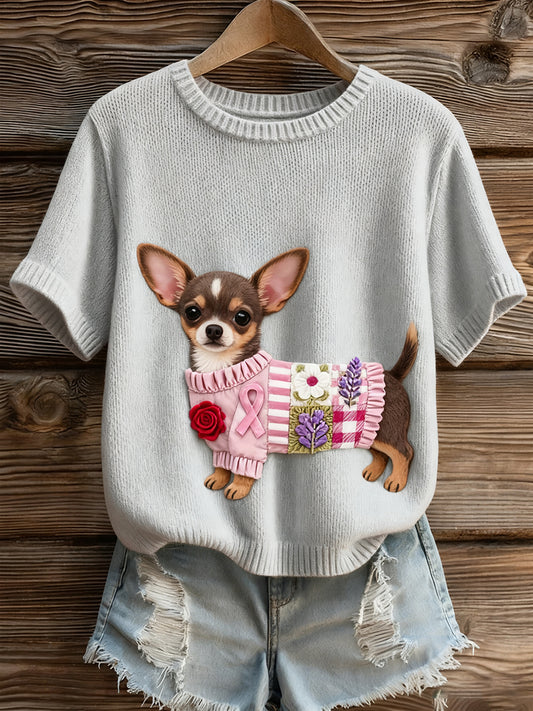 Women's Artistic Animal Print Comfortable Knit Short Sleeve Top
