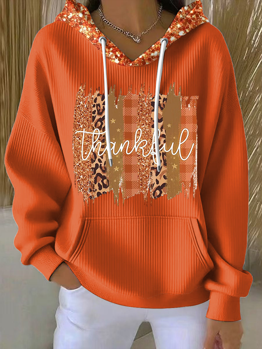 Women's Thanksgiving Sequined Casual Hoodie