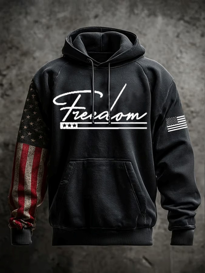 Men's Freedom Printed Long Sleeve  Hoodie