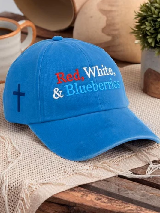 Unisex Red White And Blueberries  Printed  Design Print Hat