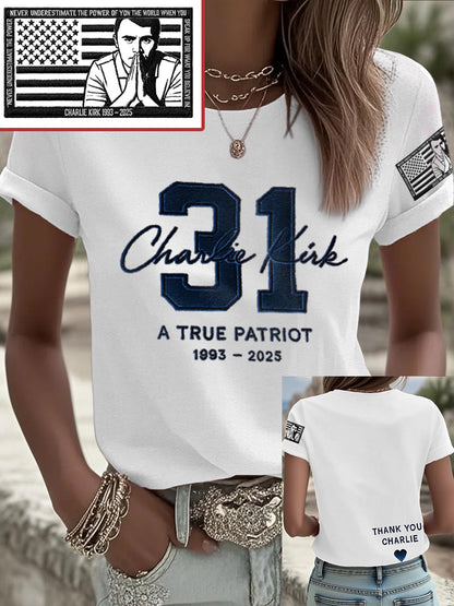 Women's Freedom True Patriot Memorial Printed T-shirt