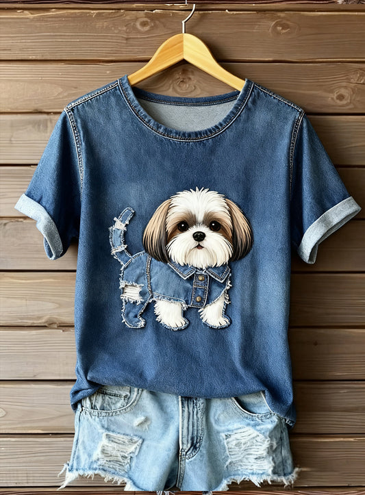 Women's Artistic Animal Print Comfort Short Sleeve Top