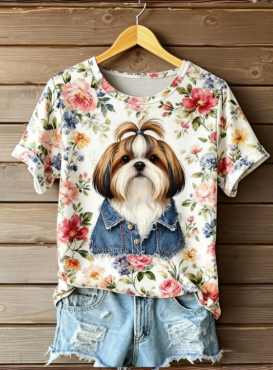 Women's Artistic Animal Print Comfort Short Sleeve Top