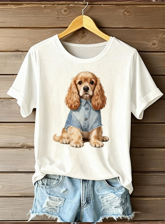 Women's Artistic Animal Print Comfort Short Sleeve Top