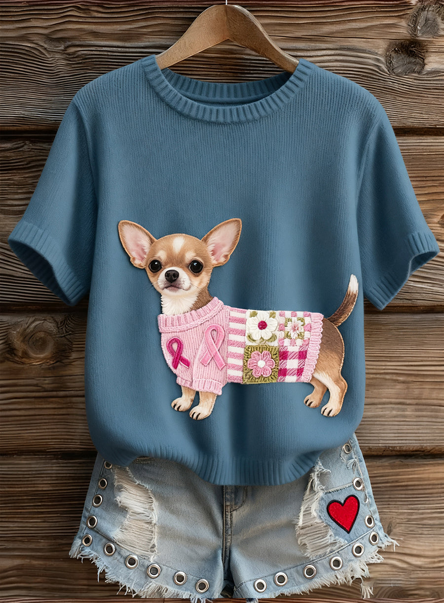 Women's Artistic Animal Print Comfortable Knit Short Sleeve Top