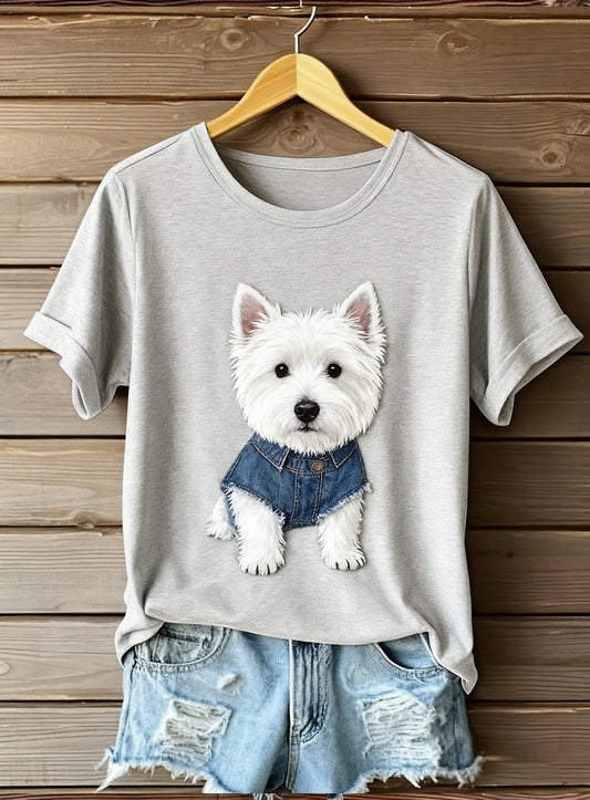 Women's Artistic Animal Print Comfort Short Sleeve Top