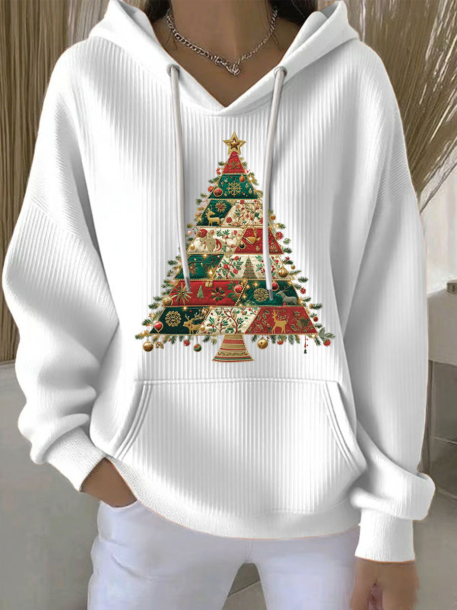 Women's Christmas Tree Print Casual Hoodie