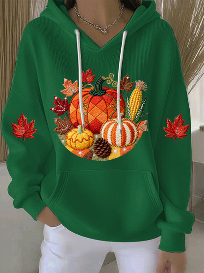 Women's Thanksgiving Print Casual Hoodie