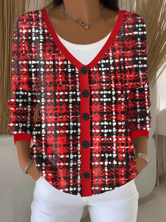 Women's Christmas plaid cardigans