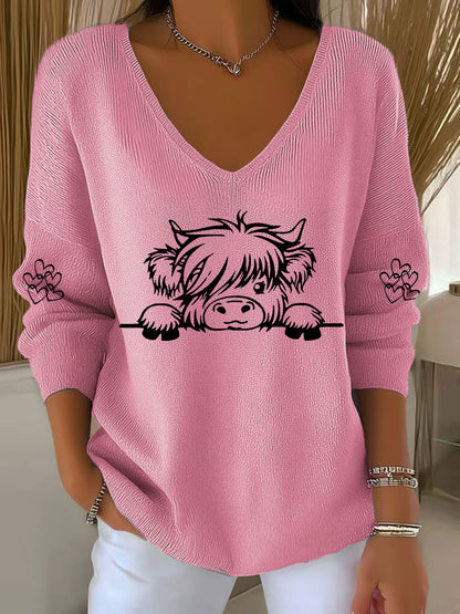 Women's Highland Cow Print Casual Top