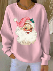 Women’s Christmas Print Casual Sweatshirt Pink / S