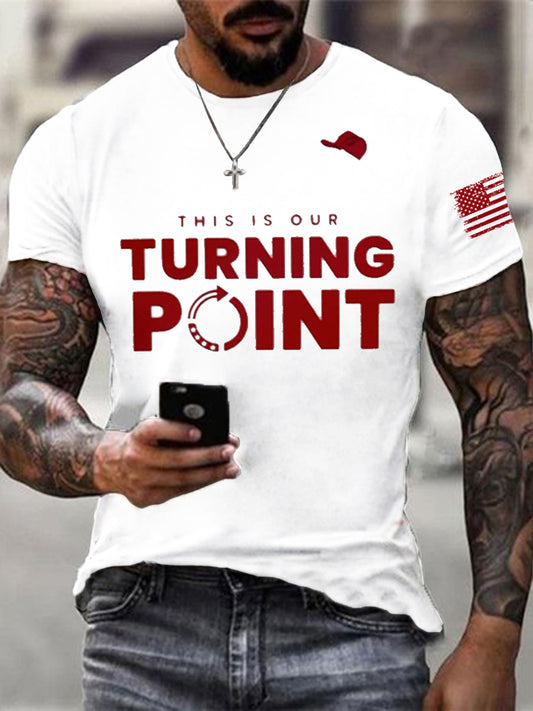 Men's Charlie Kirk THIS IS OUR TURNING POINT Commemorative Cotton Short-Sleeved T-Shirt