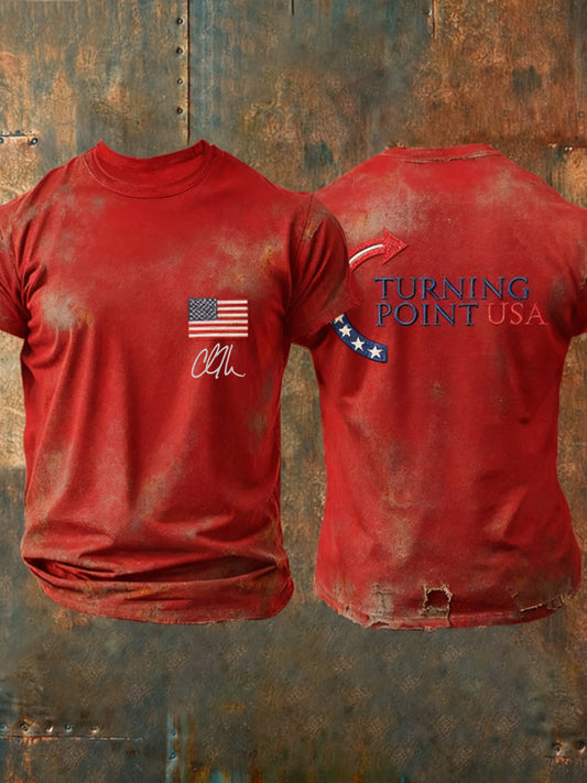 Men's Charlie Kirk Turning Point USA Trump Commemorative Short Sleeves T-Shirt
