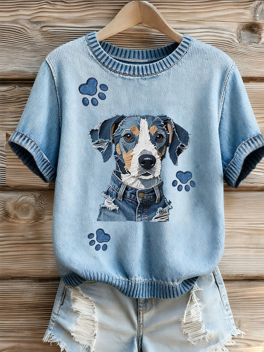 Women's Animal Print Embroidered T-Shirt
