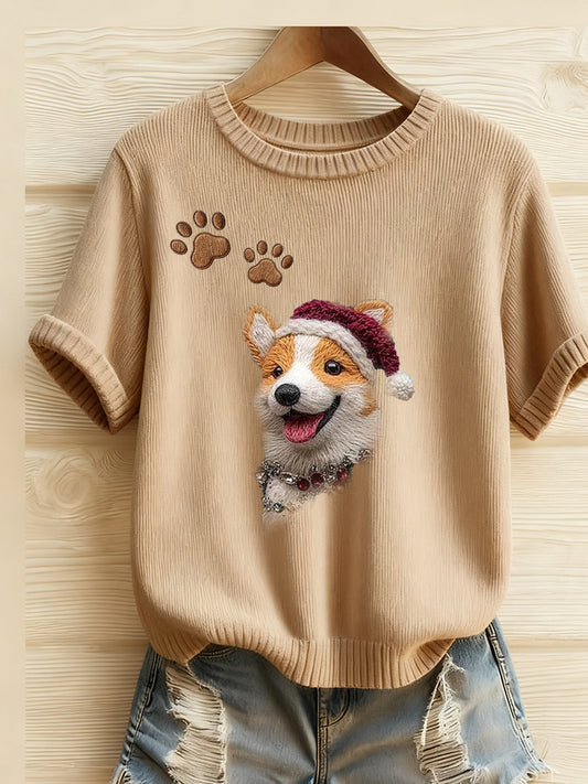 Women's Animal Print Embroidered T-Shirt
