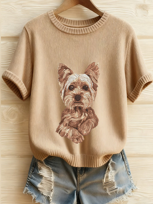 Women's Animal Print Embroidered T-Shirt