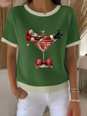 Women’s Santa Claus Printed Sweater Green / S
