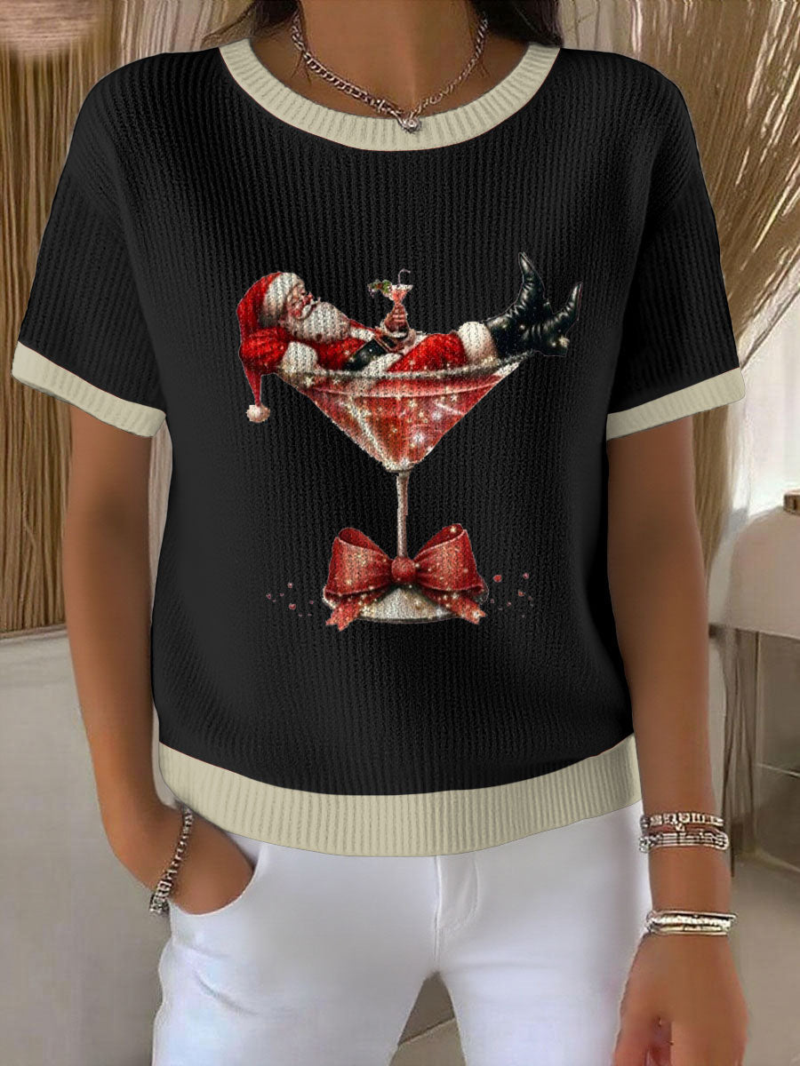 Women’s Santa Claus Printed Sweater Black / S