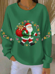 Women’s Christmas Print Casual Sweatshirt Green / S