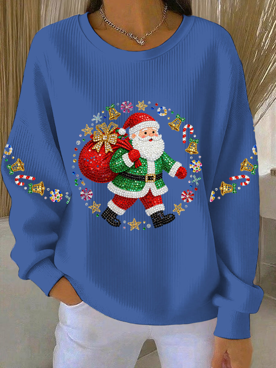 Women’s Christmas Print Casual Sweatshirt Blue / S