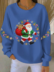 Women’s Christmas Print Casual Sweatshirt Blue / S