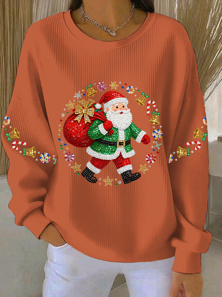 Women’s Christmas Print Casual Sweatshirt Orange / S