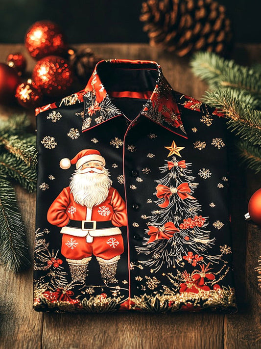 Men's Luxury Christmas Party Long Sleeve Button-Down Shirt
