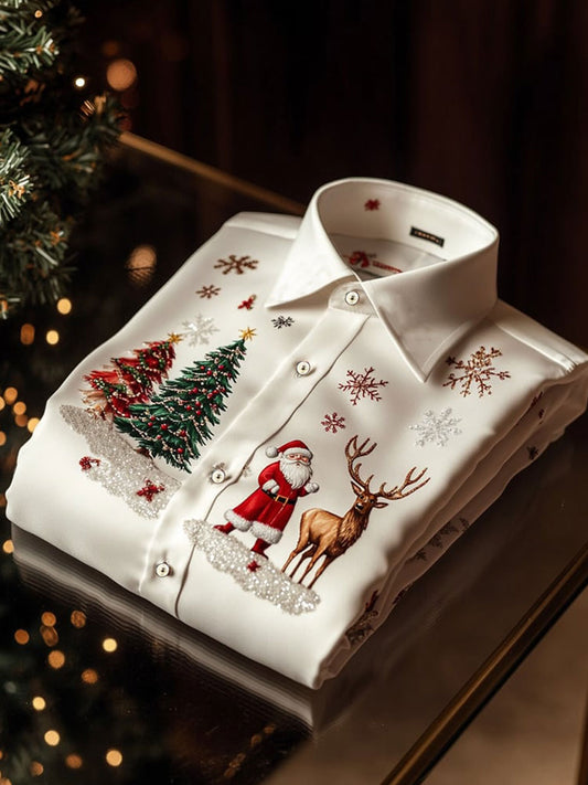 Men's Luxury Christmas Party Long Sleeve Button-Down Shirt