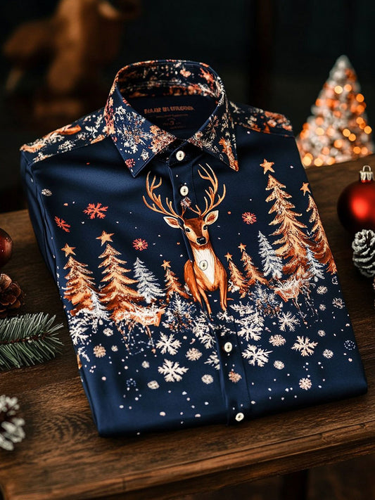 Men's Luxury Christmas Party Long Sleeve Button-Down Shirt