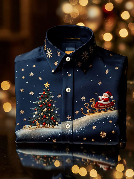 Men's Luxury Christmas Party Long Sleeve Button-Down Shirt