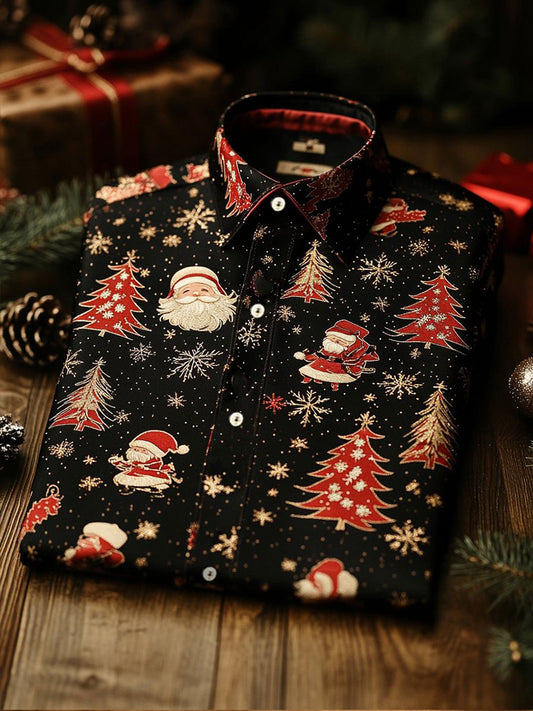 Men's Luxury Christmas Party Long Sleeve Button-Down Shirt