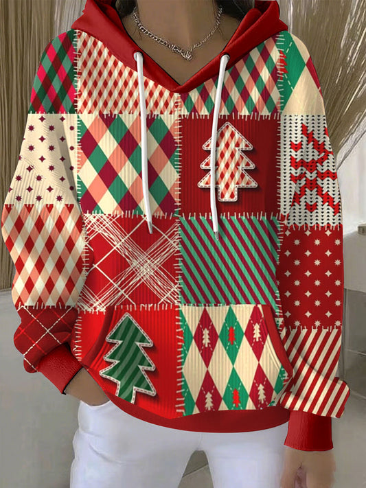 Women's Christmas Geometric Print Hoodies