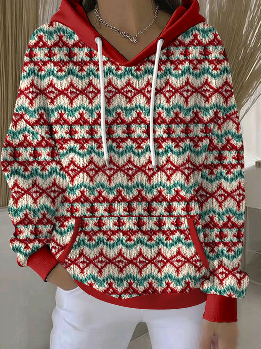 Women's Christmas Geometric Print Hoodies